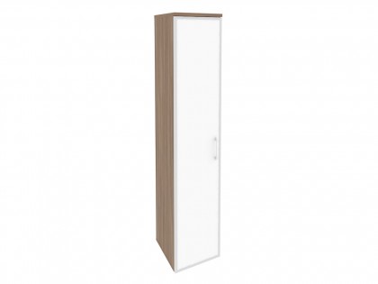 Офисная мебель ONIX O.SU-1.10R(L/R) white Шкаф высокий узкий (1 высокий фасад стекло лакобель в раме)